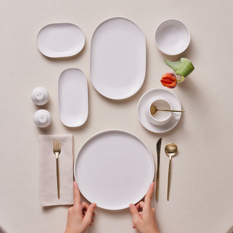 Karaca Stream Bone Meridian 34-Piece Breakfast Set for 6 People – White