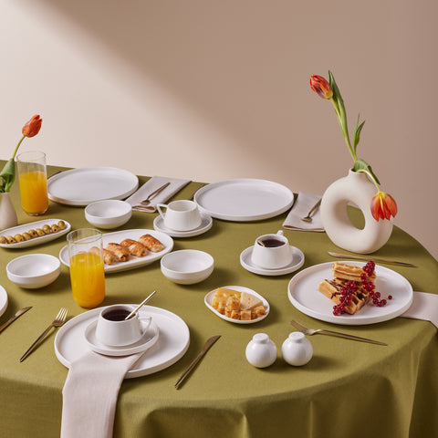 Karaca Stream Bone Meridian 34-Piece Breakfast Set for 6 People – White