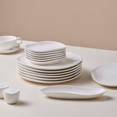 Karaca Stream Bone Middle 34-Delige Ontbijtset voor 6 Personen – Wit