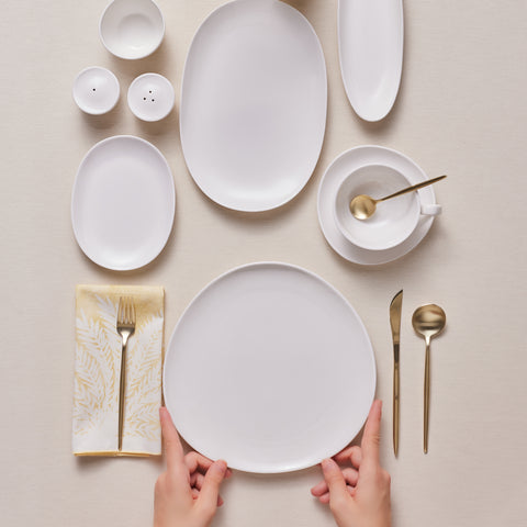 Karaca Stream Bone Middle 34-Delige Ontbijtset voor 6 Personen – Wit