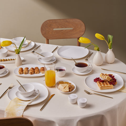 Karaca Stream Bone Middle 34-Delige Ontbijtset voor 6 Personen – Wit