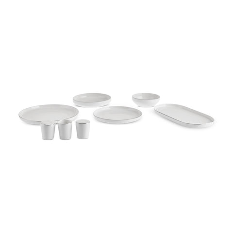 Karaca Stream Bone New Saturn 53-Piece Dinner Set for 12 People – Platinum