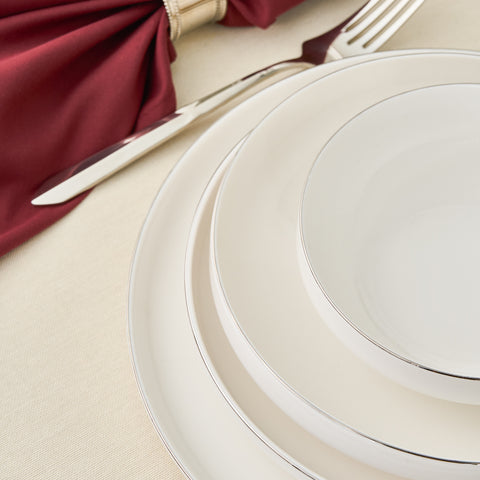 Karaca Stream Bone New Saturn 53-Piece Dinner Set for 12 People – Platinum