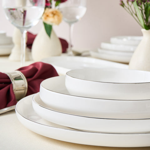 Karaca Stream Bone New Saturn 53-Piece Dinner Set for 12 People – Platinum