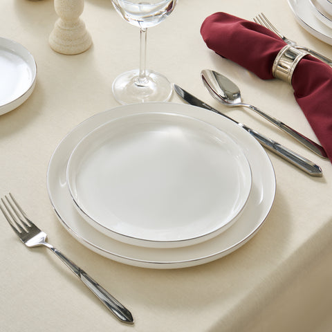 Karaca Stream Bone New Saturn 53-Piece Dinner Set for 12 People – Platinum