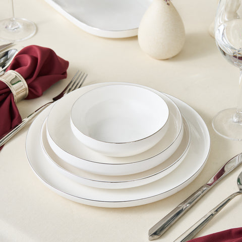 Karaca Stream Bone New Saturn 53-Piece Dinner Set for 12 People – Platinum
