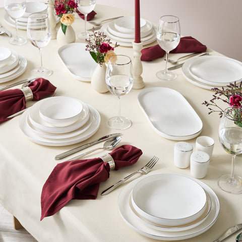 Karaca Stream Bone New Saturn 53-Piece Dinner Set for 12 People – Platinum
