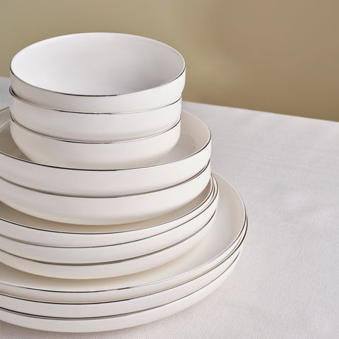 Karaca Stream Bone New Saturn 53-Piece Dinner Set for 12 People – Platinum