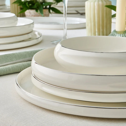 Karaca Stream Bone Sunset Platinum 53-Piece Dinner Set for 12 People