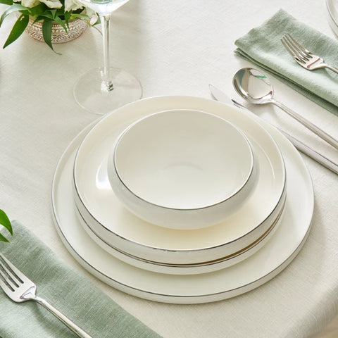 Karaca Stream Bone Sunset Platinum 53-Piece Dinner Set for 12 People