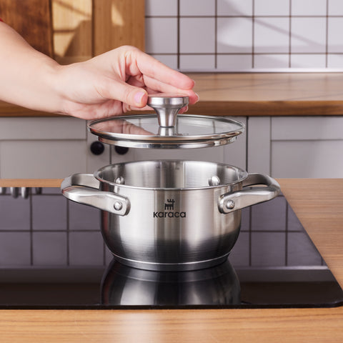 Karaca Sophia 16-Piece Cookware Set, High-Quality Stainless Steel Cooking Set with Elegant Design and Ergonomic Handles Karaca Sophia 16-Piece Cookware Set, High-Quality Stainless Steel Cooking Set with Elegant Design and Ergonomic Handles