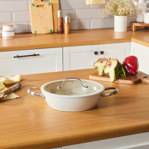 Karaca Swiss Crystal Almond Cream, Keramische Potten, 26cm