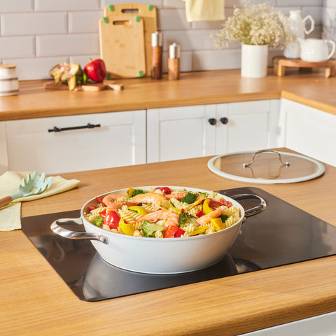 Karaca Swiss Crystal Almond Cream, Stainless Steel Handle Casserole, 30cm