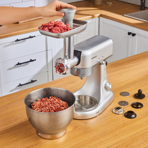 Karaca Multicast Plus Vleesmolen / Worstmaker / Kibbeh Koekjesopzetstuk / Deegkneedmachine Zilver 5L