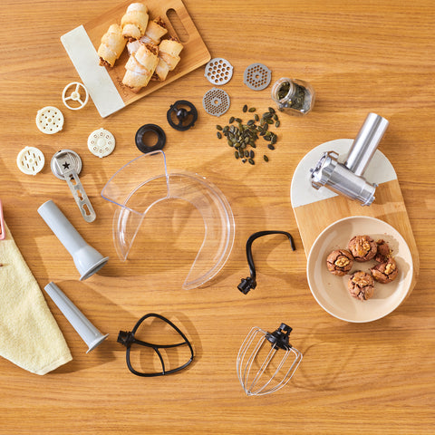 Karaca Multicast Plus Vleesmolen / Worstmaker / Kibbeh Koekjesopzetstuk / Deegkneedmachine Zilver 5L