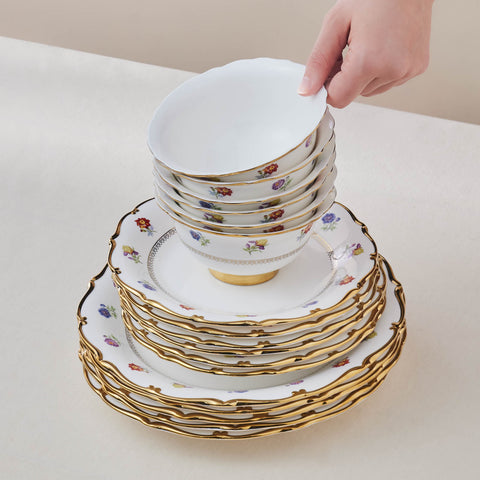 Karaca Royal Bone Diana 55-delig tafelservice voor 12 personen Goud