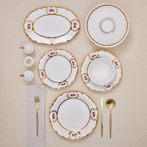 Karaca Royal Bone China Elizabeth 55-delige Dinnerset voor 12 Personen, Goud