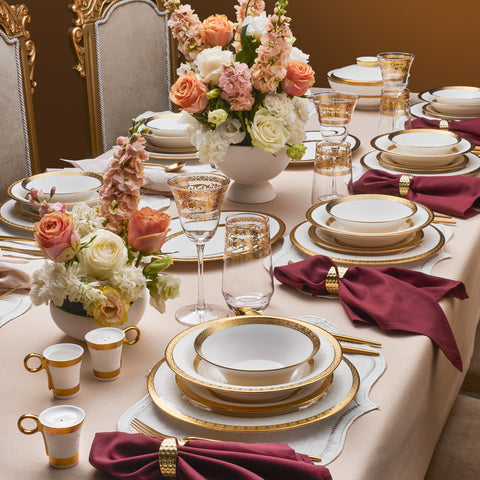 Karaca Royal Bone China Victoria 55-delige Dinnerset voor 12 Personen, Goud
