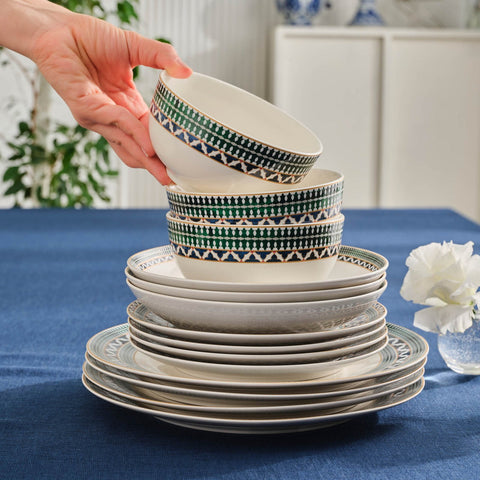 Karaca Cordoba 24-Piece Dinnerware Set for 6 Persons, New Bone, White
 