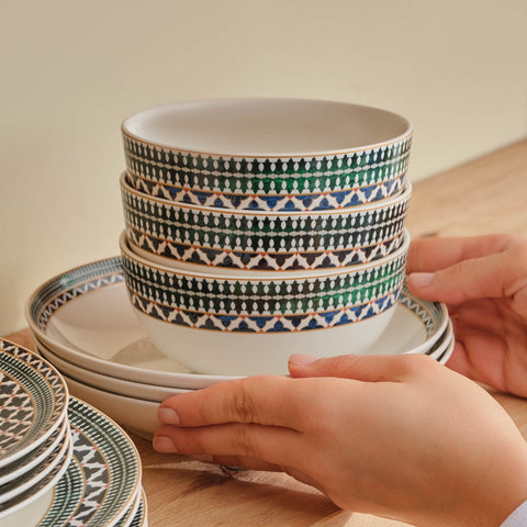 Karaca Cordoba 24-Piece Dinnerware Set for 6 Persons, New Bone, White
 