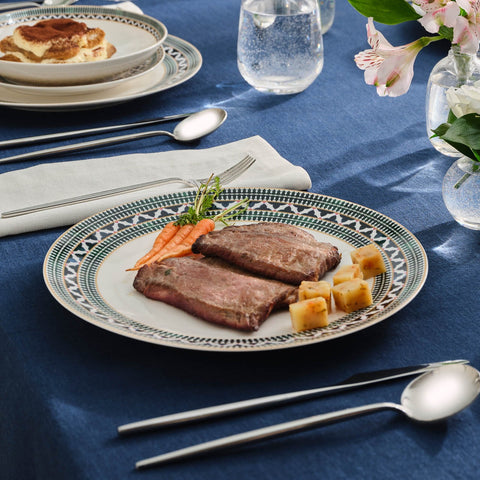 Karaca Cordoba 24-Piece Dinnerware Set for 6 Persons, New Bone, White
 