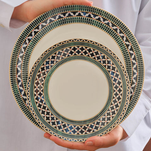 Karaca Cordoba 24-Piece Dinnerware Set for 6 Persons, New Bone, White
 