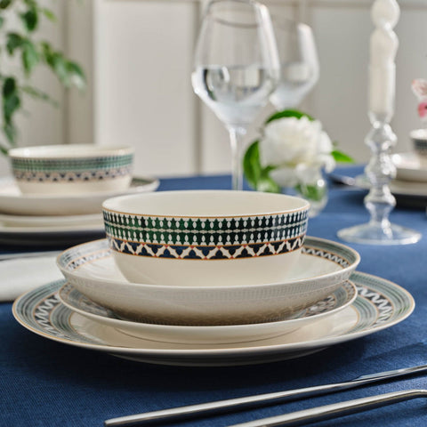 Karaca Cordoba 24-Piece Dinnerware Set for 6 Persons, New Bone, White
 