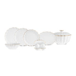 Karaca Fine Pearl Extra Shell 55-Piece 12-Person Dinner Set Gold