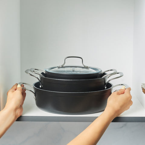 Karaca Biogranit Power-Inox Monet – 8-delige pannenset Zwart