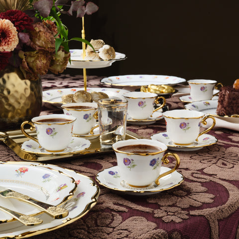 Karaca Royal Bone Diana Coffee Cup Set for 6 People, 90 ml