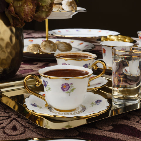 Karaca Royal Bone Diana Coffee Cup Set for 6 People, 90 ml