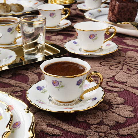 Karaca Royal Bone Diana Coffee Cup Set for 6 People, 90 ml