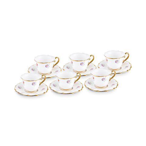 Karaca Royal Bone Diana Coffee Cup Set for 6 People, 90 ml