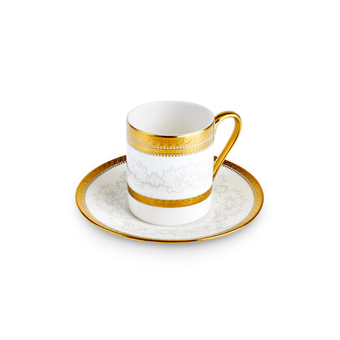 Karaca Royal Bone Charlotte Coffee Cup Set for 6 People, 90 ml