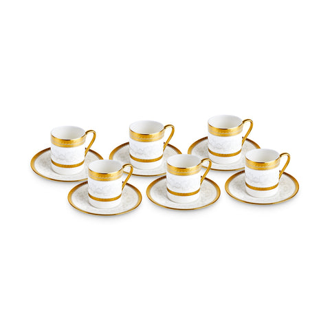 Karaca Royal Bone Charlotte Coffee Cup Set for 6 People, 90 ml