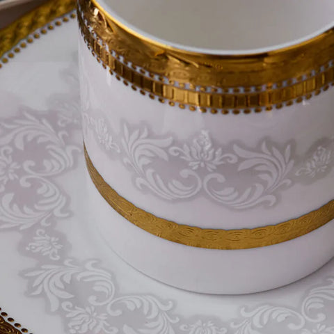 Karaca Royal Bone Charlotte Coffee Cup Set for 6 People, 90 ml