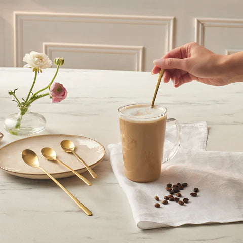 Karaca Boreas Gold 4-Delige Latte Lepel Set in Doos