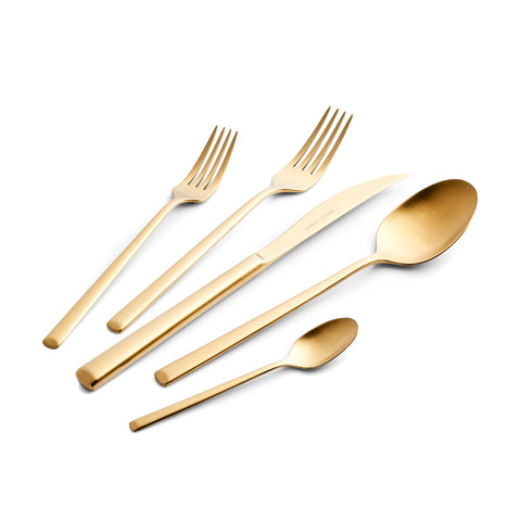 Karaca Tivoli Matte Gold 30-Piece Cutlery Set for 6 People
