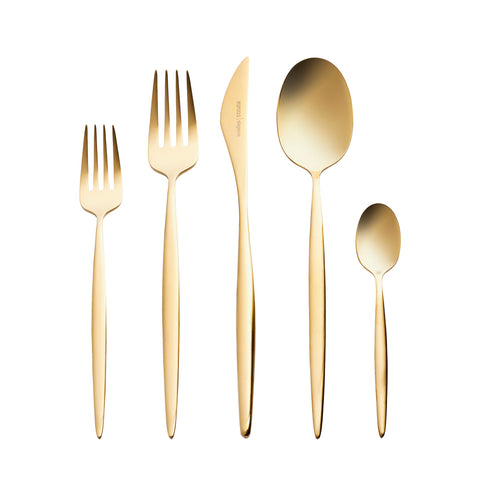 Karaca Lizbon Matte Gold 30-Piece Cutlery Set for 6 People