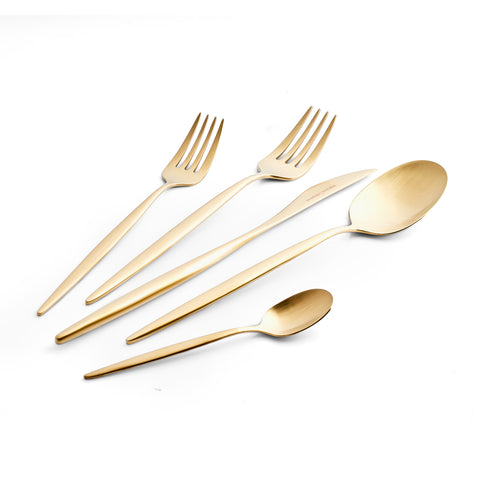 Karaca Lizbon Matte Gold 30-Piece Cutlery Set for 6 People
