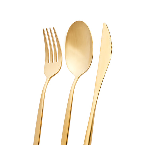 Karaca Lizbon Matte Gold 30-Piece Cutlery Set for 6 People