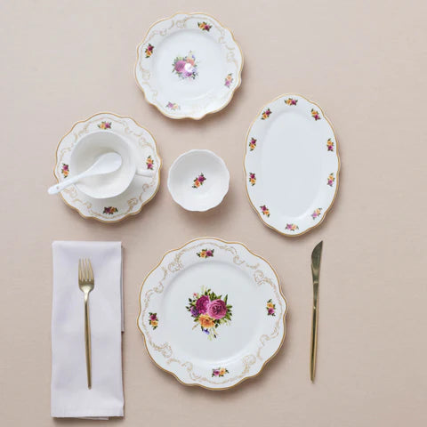 Karaca Forever Bone Antique Gold 26-Delig Ontbijtset