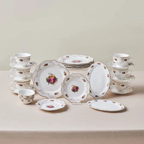 Karaca Forever Bone Antique Gold 26-Delig Ontbijtset