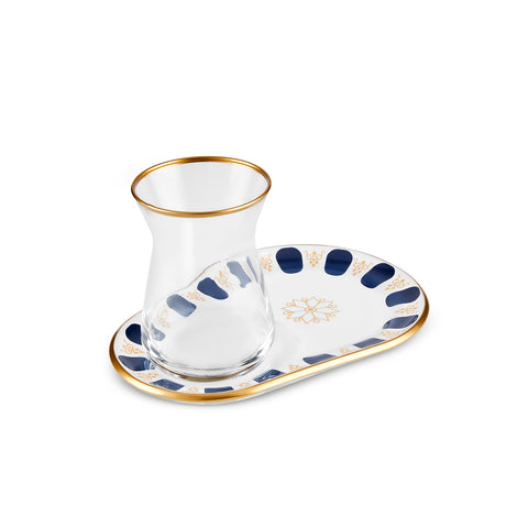 Karaca Belem Navy Blue 12-Piece Tea Glass Set