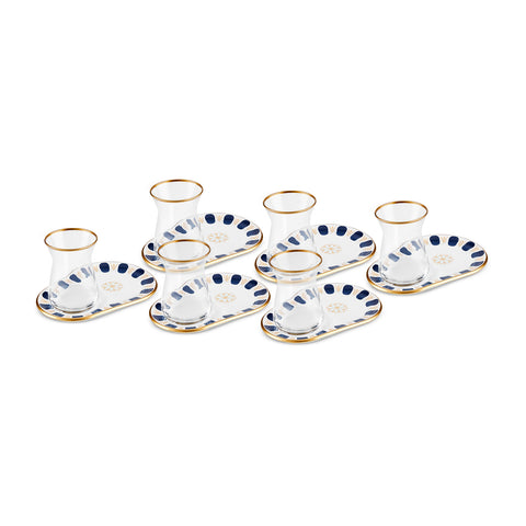 Karaca Belem Navy Blue 12-Piece Tea Glass Set