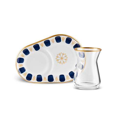 Karaca Belem Navy Blue 12-Piece Tea Glass Set