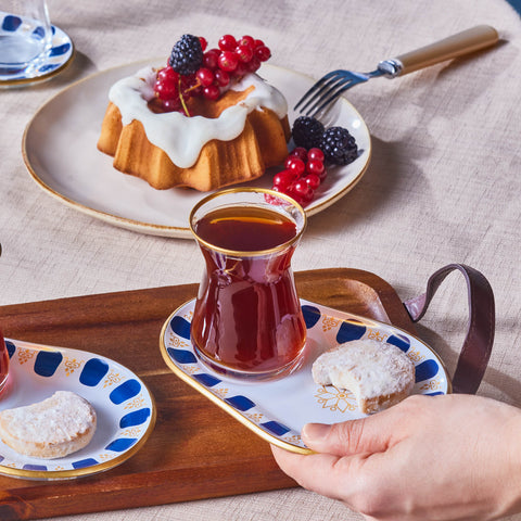 Karaca Belem Navy Blue 12-Piece Tea Glass Set