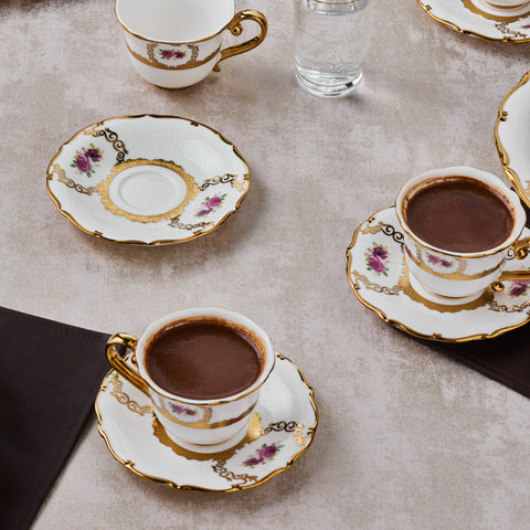 MALACASA 25 oz Porcelain Espresso Cups with Saucers and MALACASA 25 oz Porcelain Espresso Cups with Saucers and
