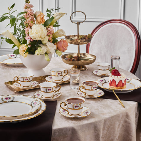 Karaca Royal Bone Elizabeth 6 Kişilik Kahve Fincanı Takımı, 90 ml