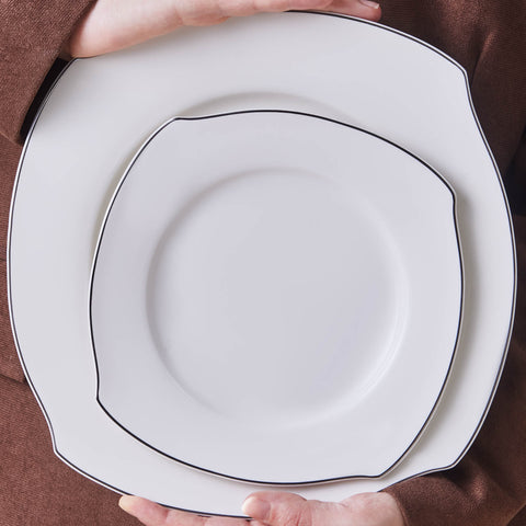 Karaca Square Bone Eterno 53-delige 12-persoons Serviesset Platina